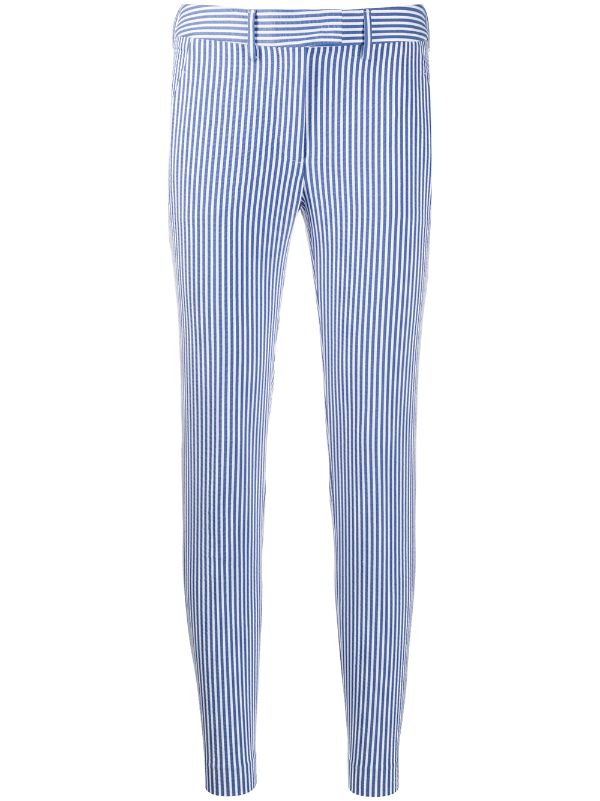 striped slim fit trousers