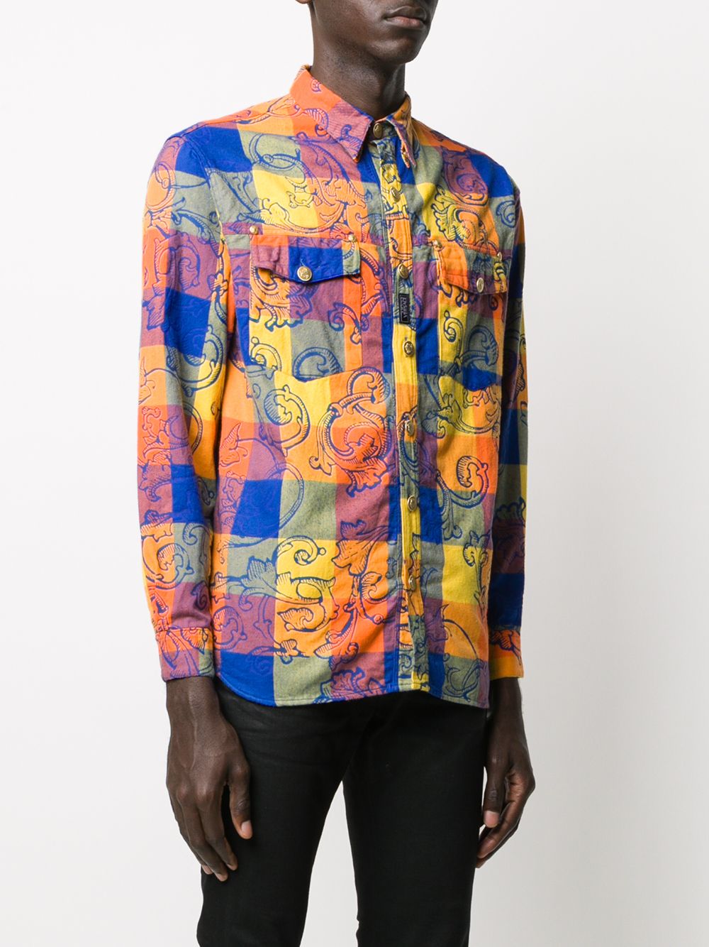 фото Versace pre-owned 1990s double-collar checked shirt