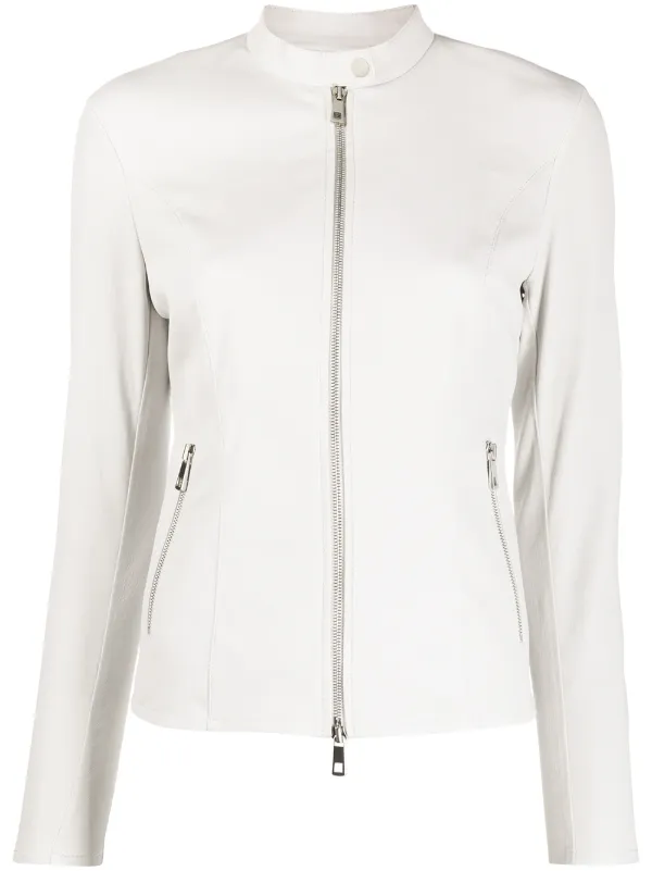 short white leather jacket