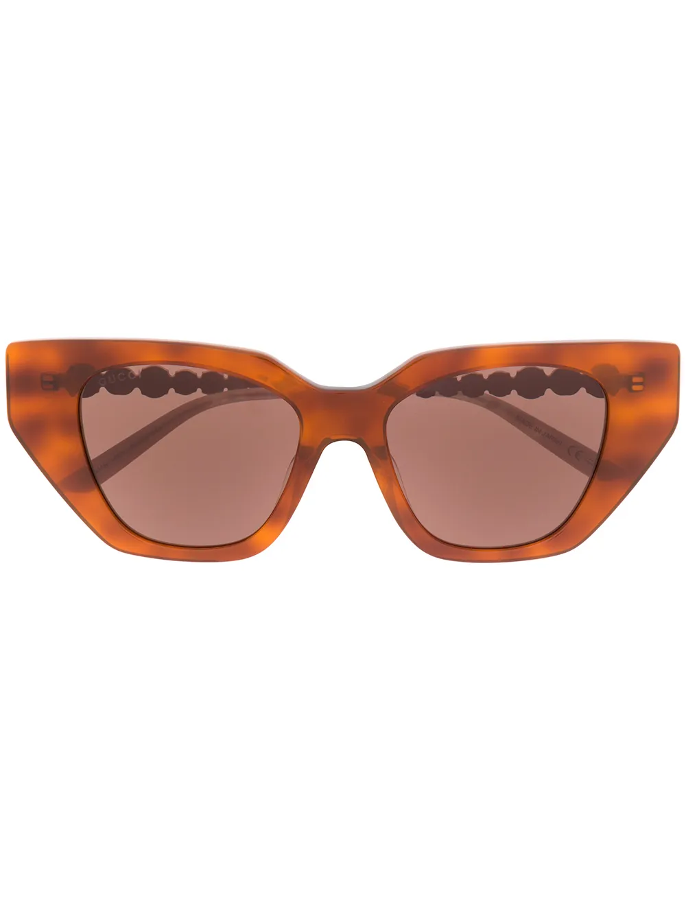 gucci eyewear cat-eye crystal-embellished sunglasses - brown