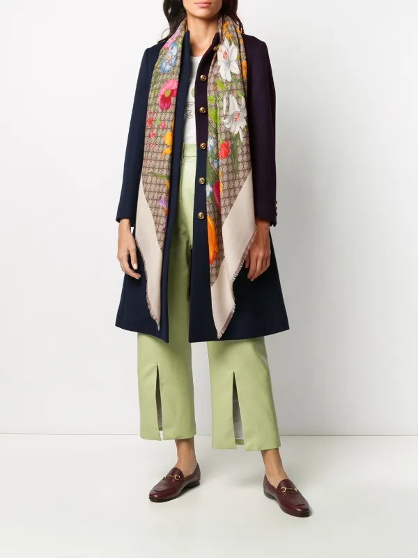 gg flora print silk scarf