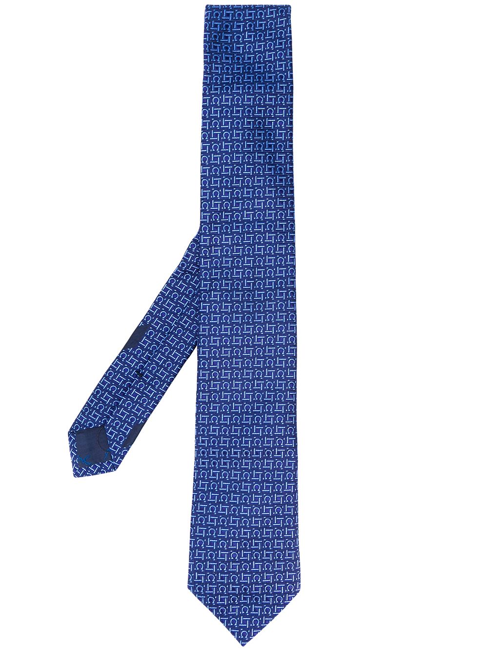 Ferragamo Gancini-jacquard Silk Tie In Blue