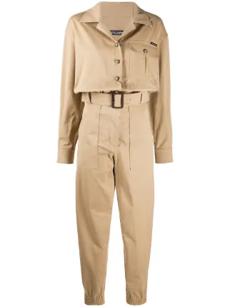 Dolce & Gabbana Logo Patch Belted Boiler Suit - Farfetch