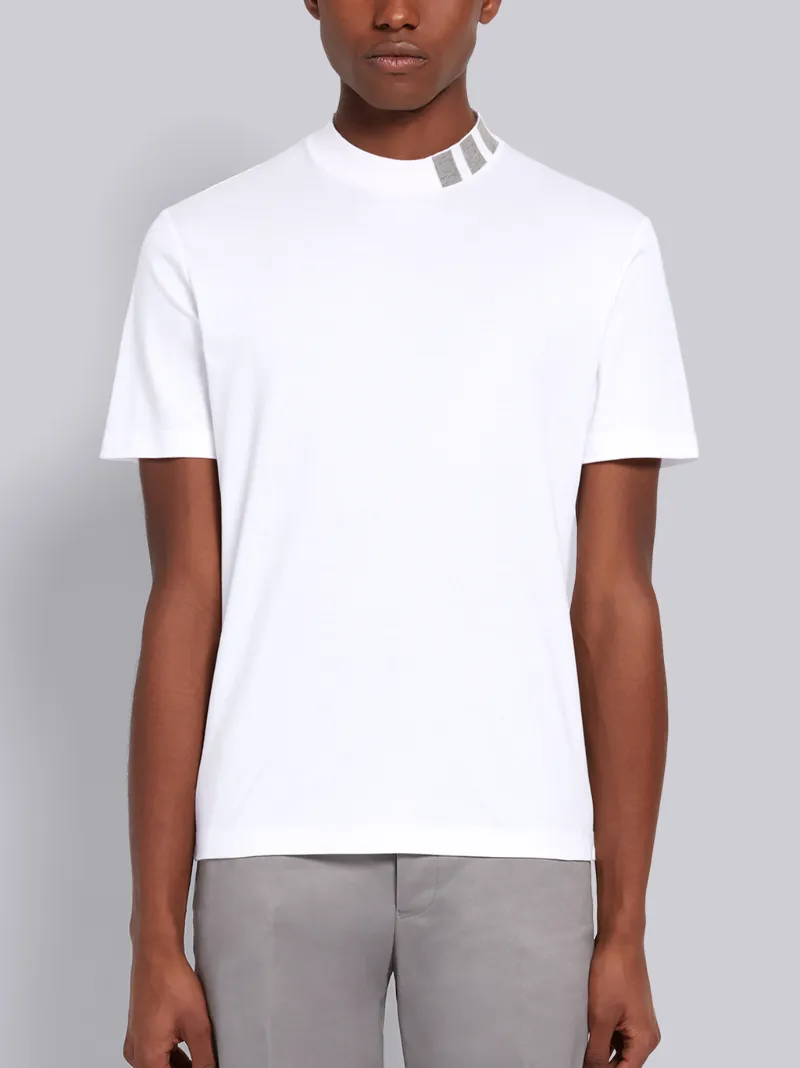 White Cotton Interlock Mock Neck Short 