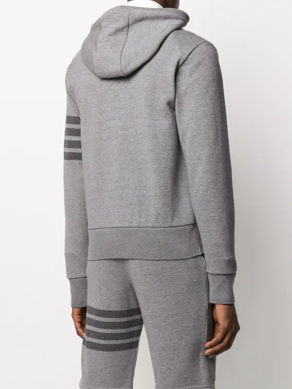 Thom Browne 4-Bar zip-up loopback-cotton Hoodie Grey FARFETCH ID