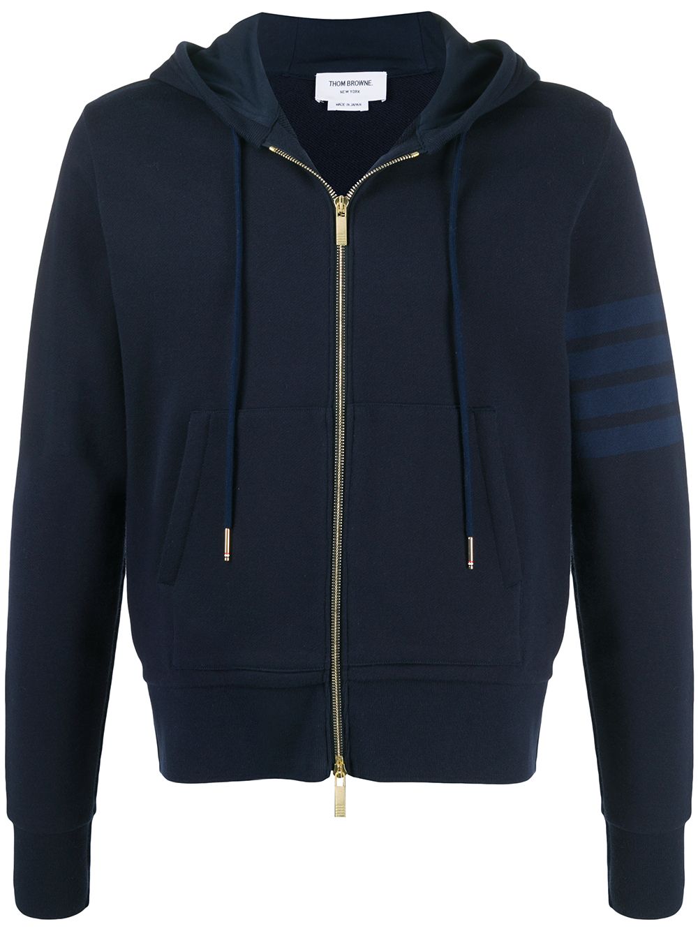 Image 1 of Thom Browne 4-Bar zip-up loopback-cotton hoodie