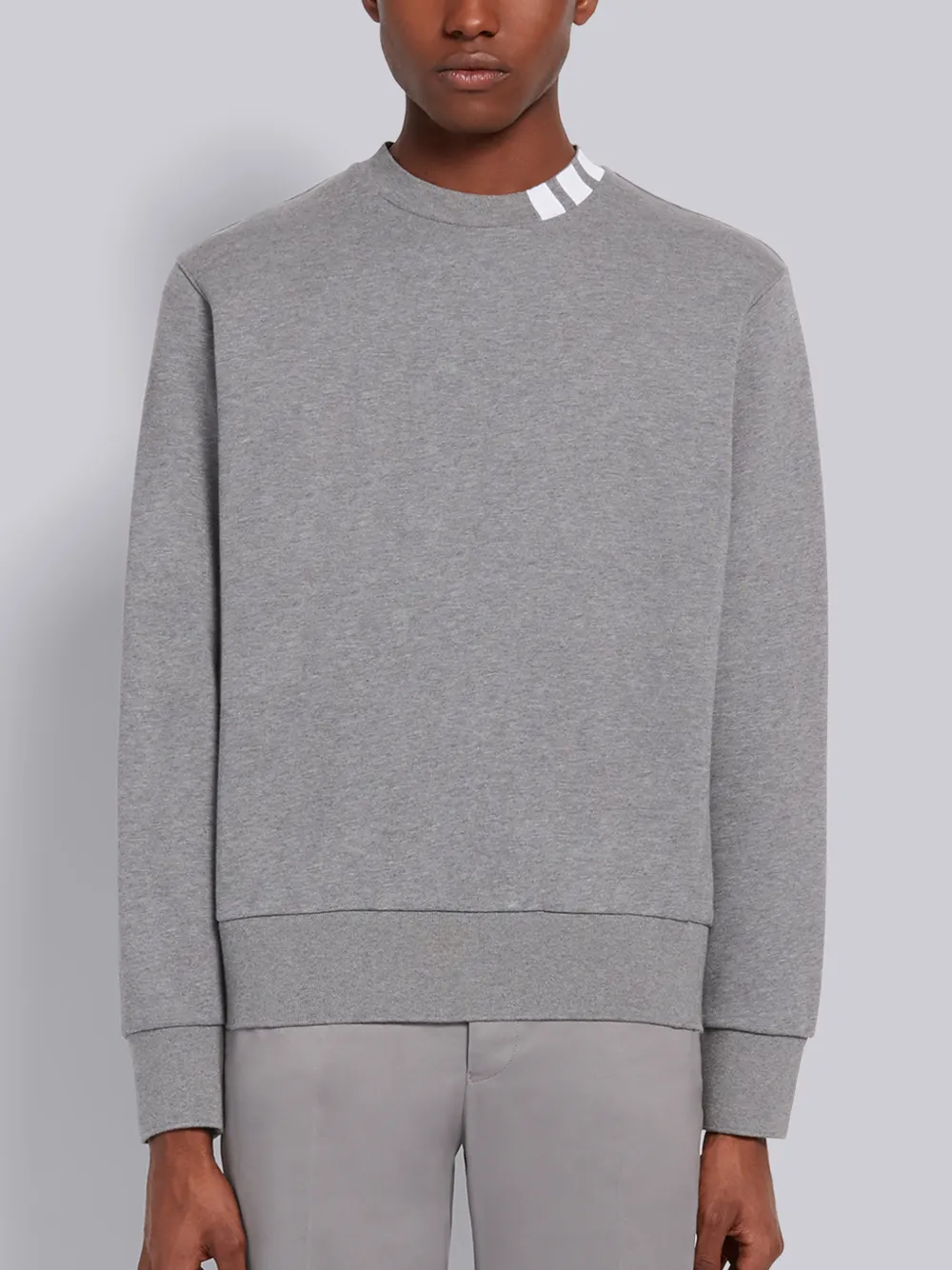 Thom Browne 4-bar Intarsia Mock-neck Sweatshirt In Grey