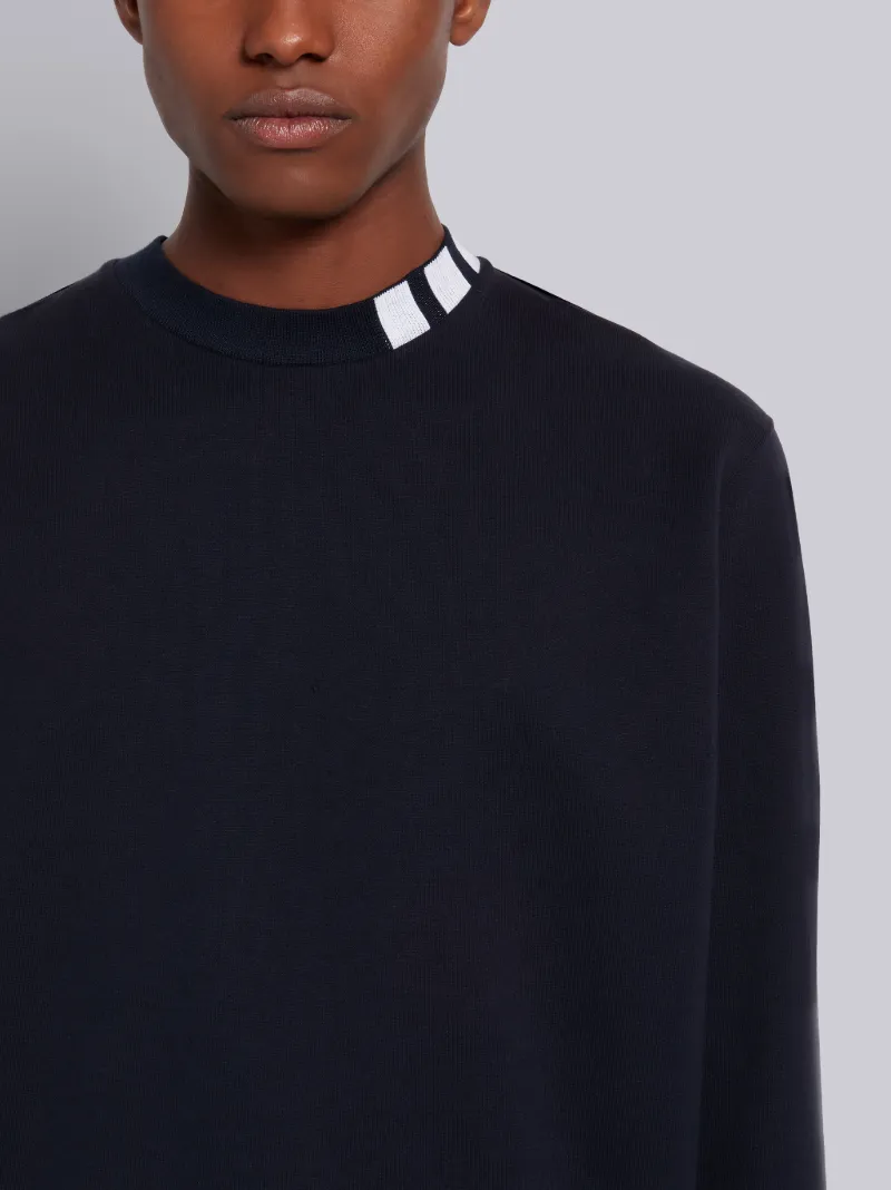 Navy Cotton Interlock 4-Bar Intarsia 