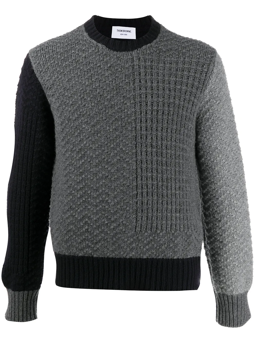 

Thom Browne contrast panel knitted jumper - Grey