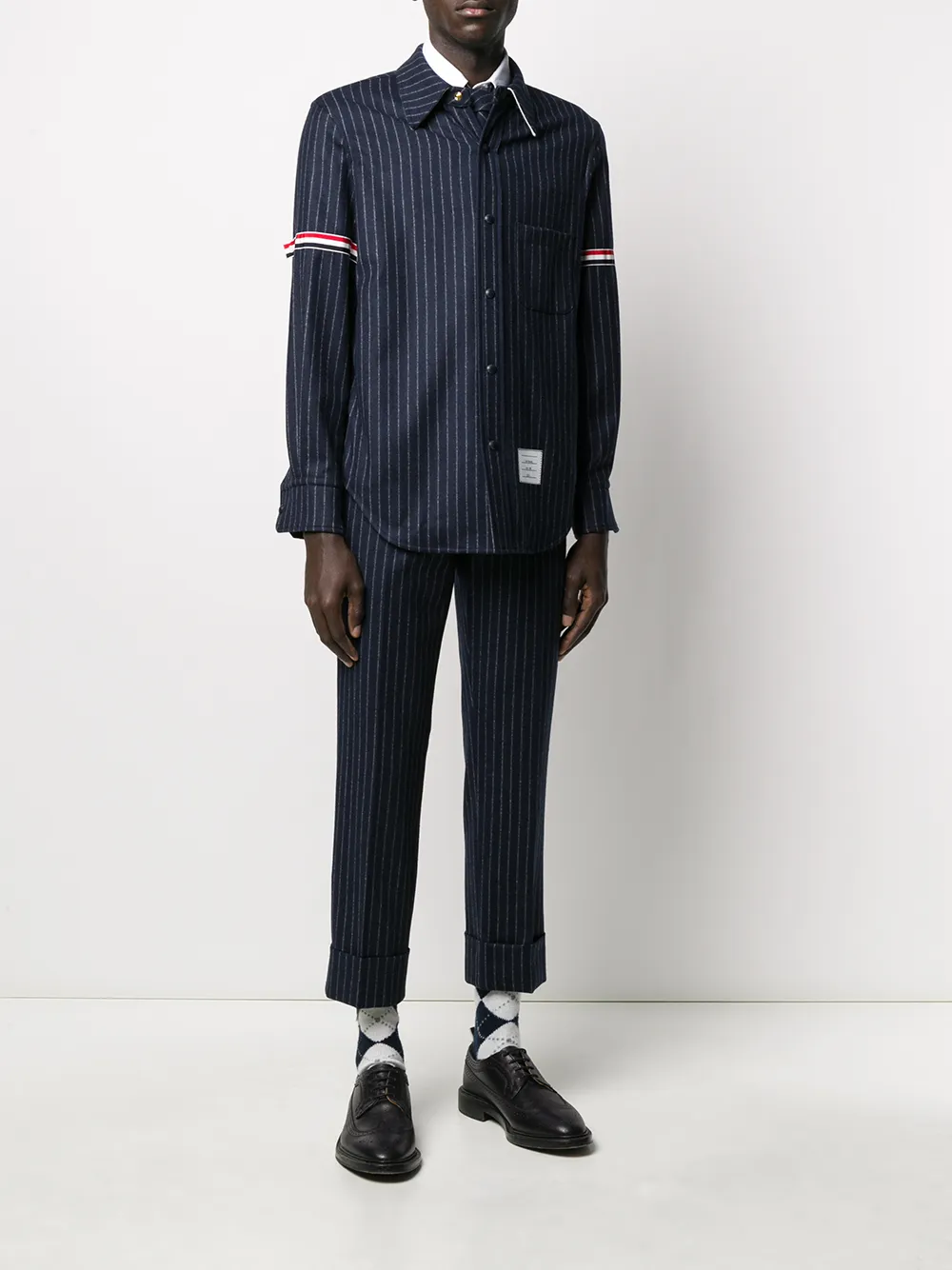 Thom Browne Broek met krijtstreep - Blauw