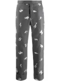 Thom Browne animal-embroidered cropped trousers - Grey