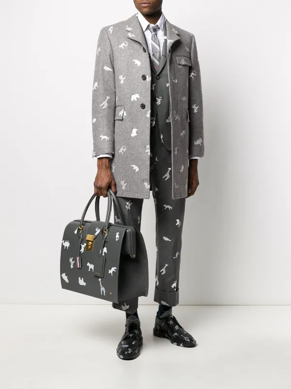 Thom Browne animal-embroidered Cropped Trousers | Grey