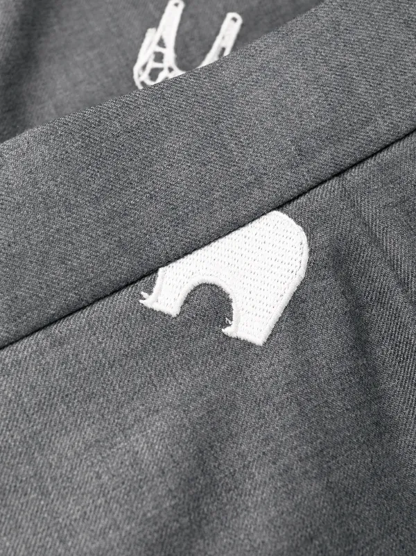 Thom Browne animal-embroidered Cropped Trousers | Grey