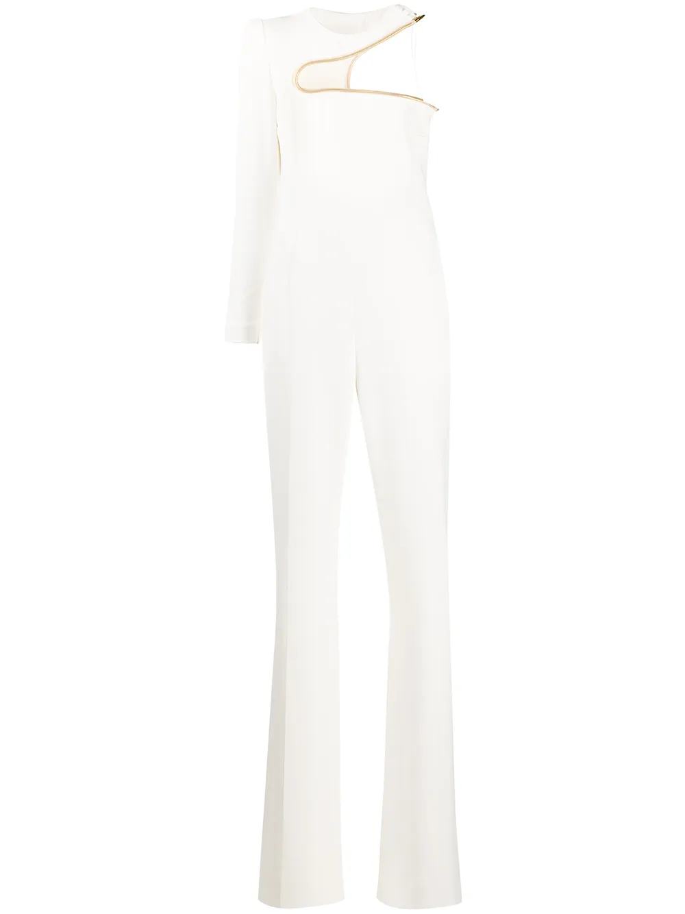 White metallic jumpsuit clearance