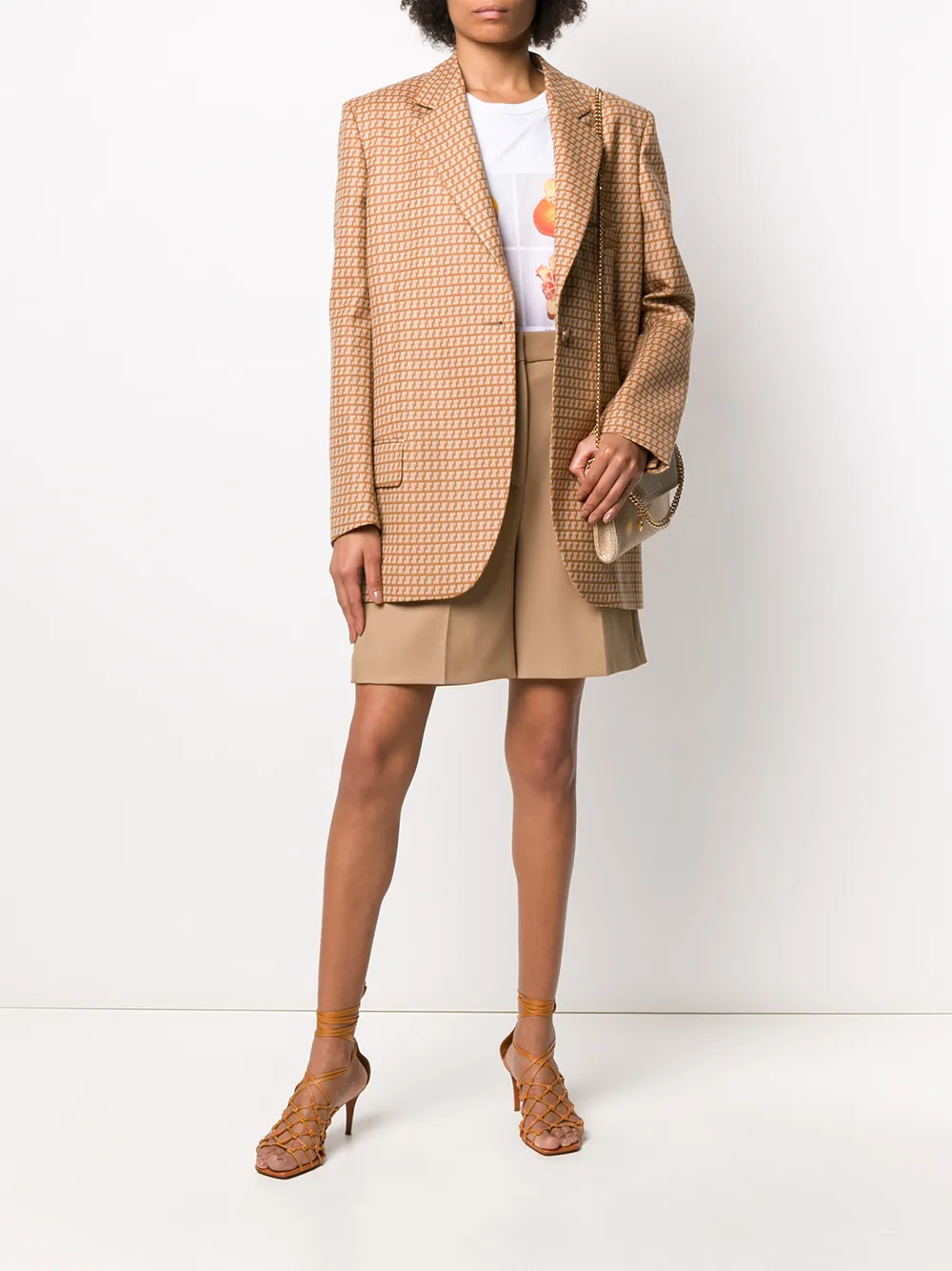 Stella Mccartney Abstract Pattern Single-breasted Blazer In Orange