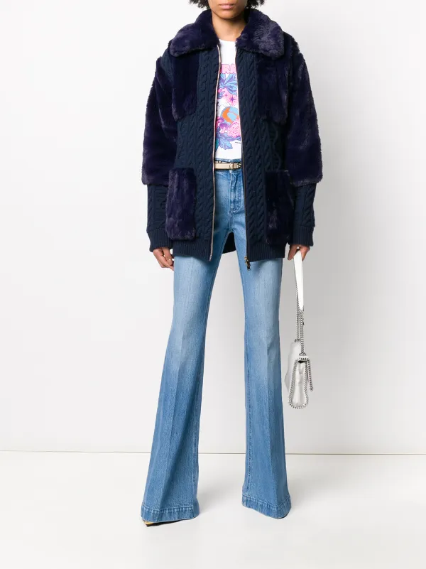 Blue faux fur cardigan clearance