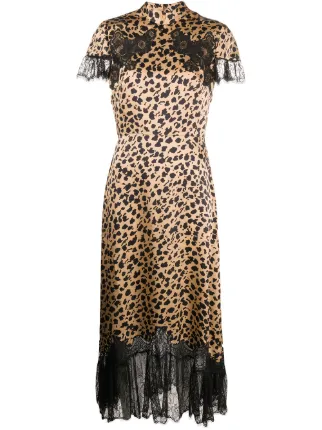 Saloni Leopard Print Midi Dress Farfetch