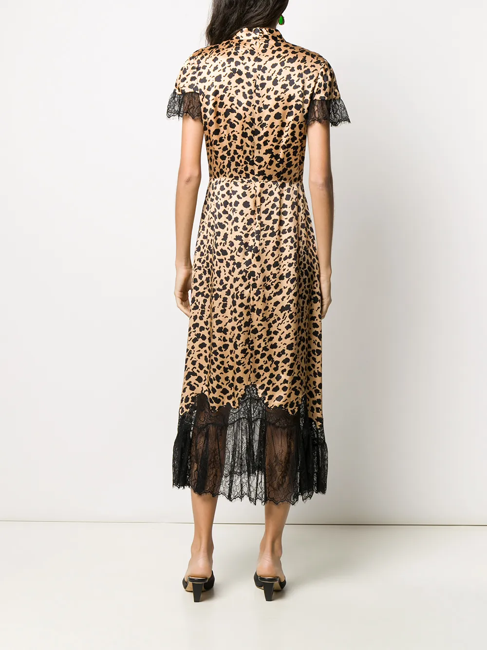 Saloni Jurk met luipaardprint Beige