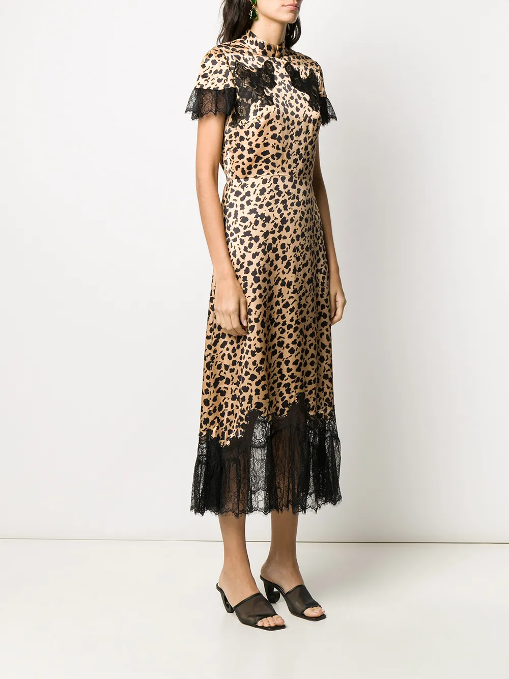 Saloni Jurk met luipaardprint Beige