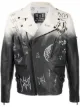 Image 1 of MJB Marc Jacques Burton ombre graffiti detail leather biker jacket