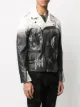 MJB Marc Jacques Burton ombre graffiti detail leather biker jacket