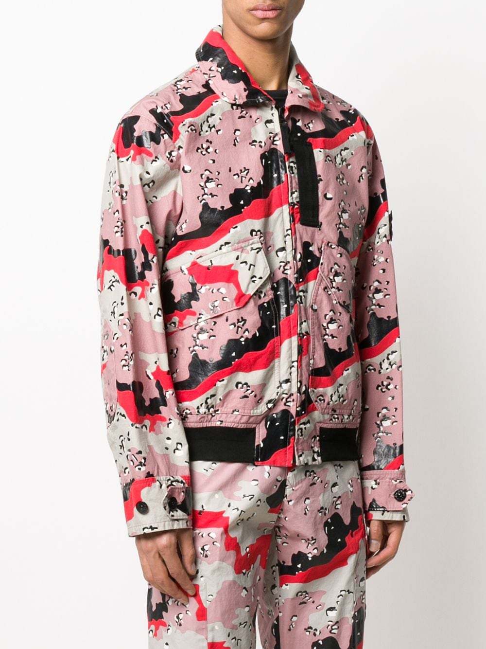 Shop Stone Island Abstract Print Jacket In Pink