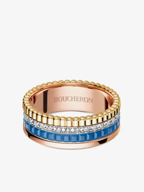 Boucheron anillo Quatre Blue Edition pequeño en oro de 18kt con diamantes