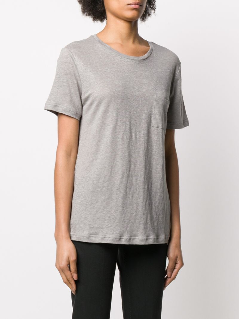 Shop Gold Hawk Round Neck Linen T-shirt In Grey