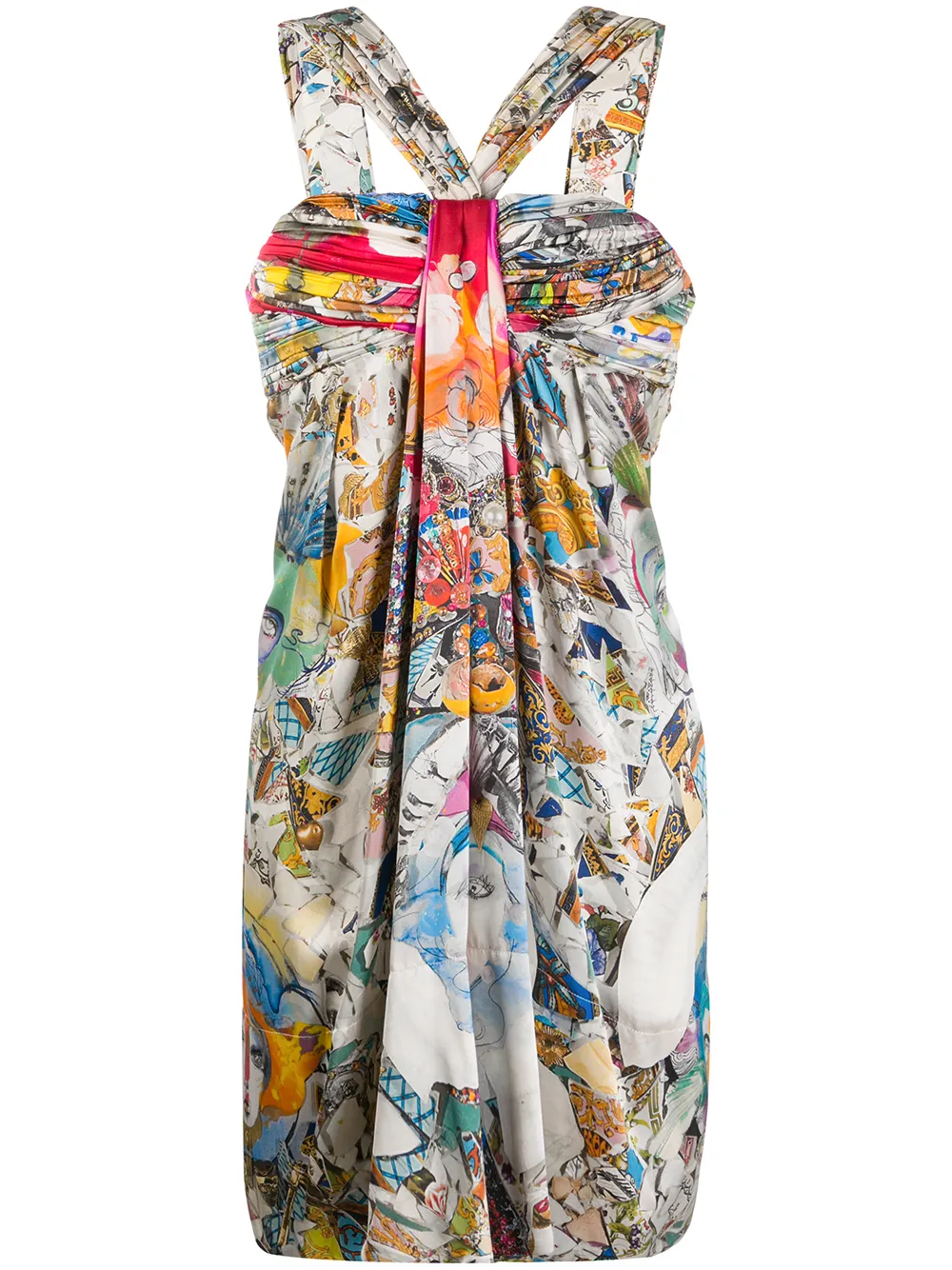 Click to view more detailed imagery on our partner's website Versace Abstract Print Gathered Dress In White