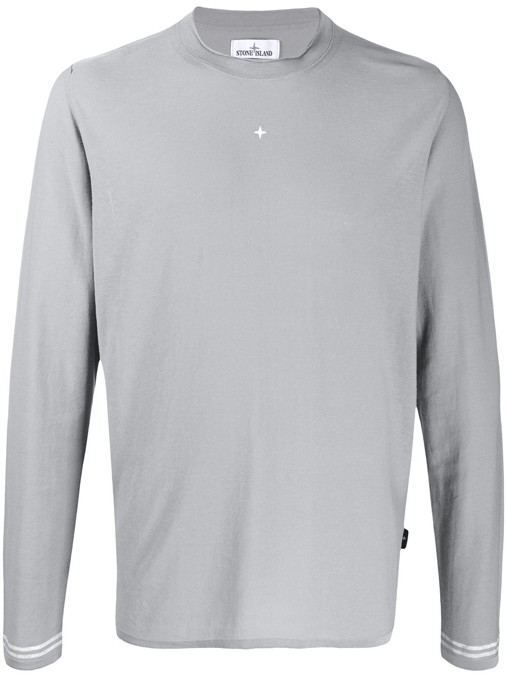 Shop Stone Island Embroidered Logo Crew-neck Sweatshirt In Grey