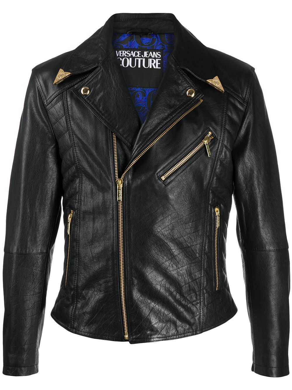 Versace Jeans Couture Fitted Biker Jacket In Black