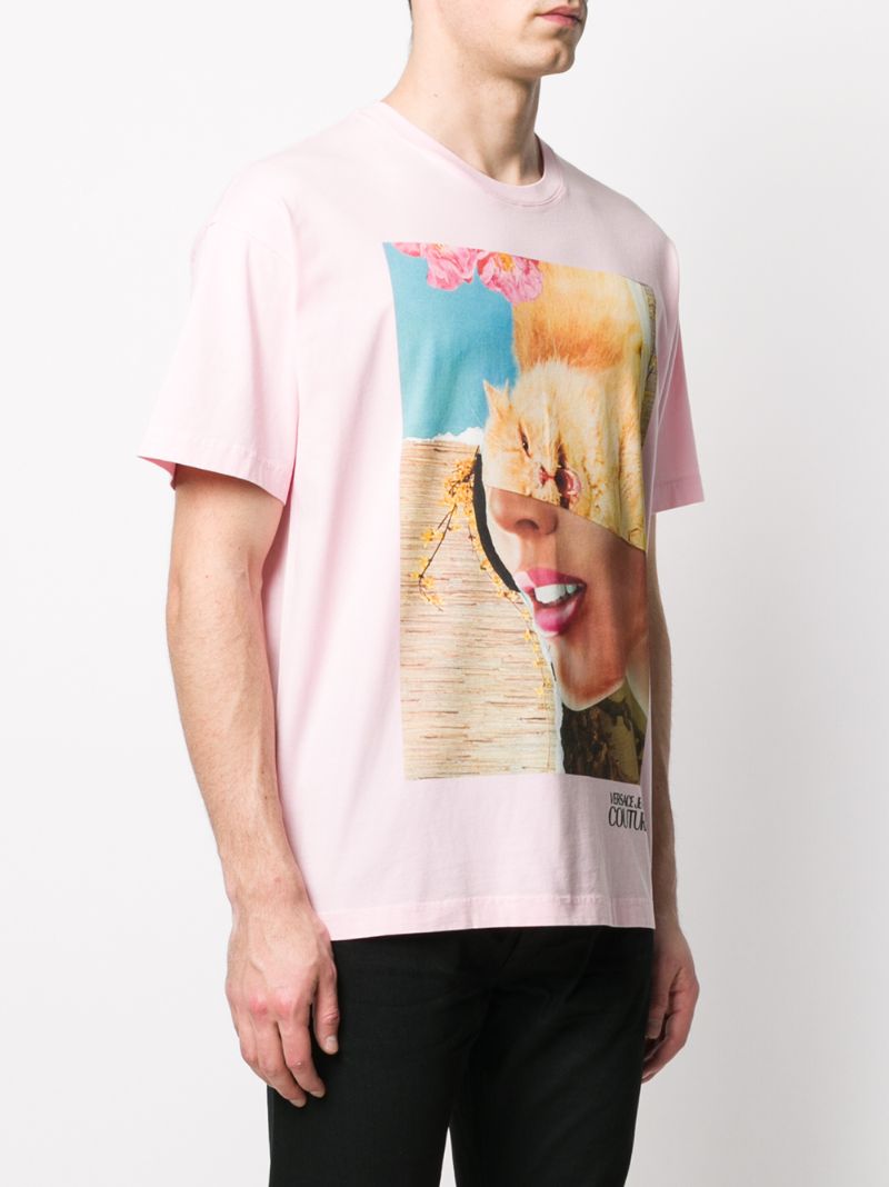 Shop Versace Jeans Couture T-shirt Mit Logo-print In Pink