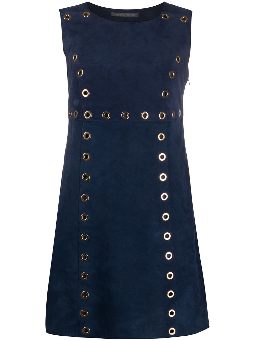 Alberta Ferretti Sleeveless Flared Mini Dress In Blue