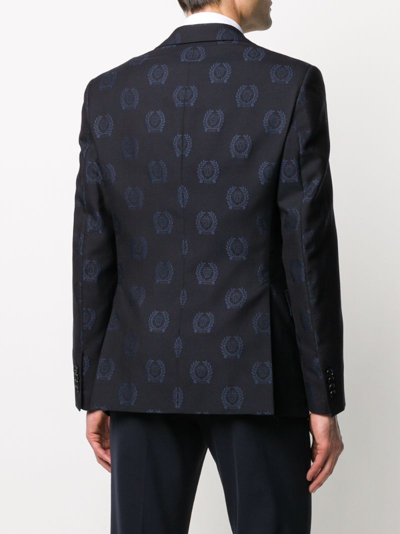 Shop Versace All Over Logo Suit In Blue