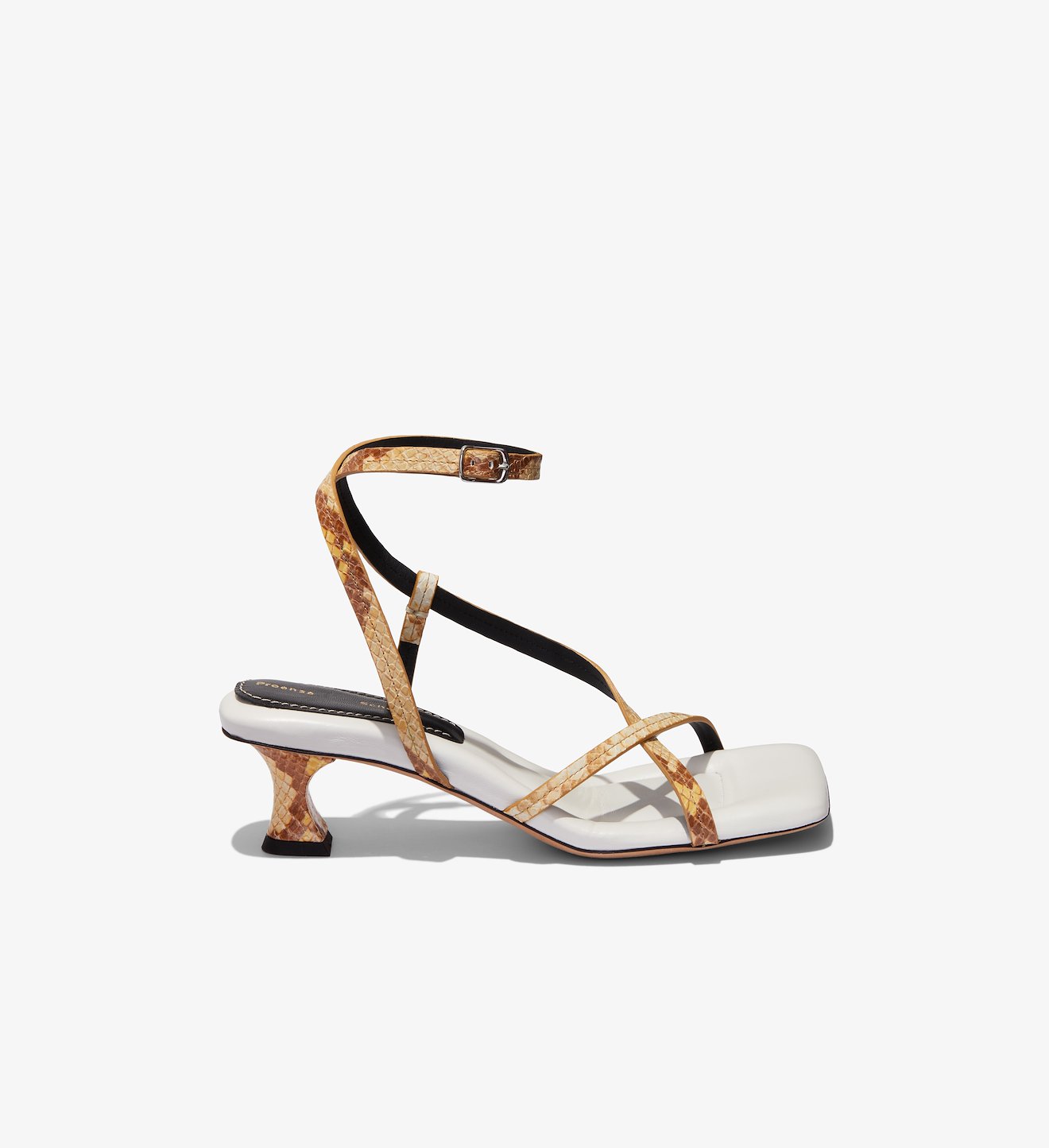 Mid Heel Python Ankle Strap Sandals