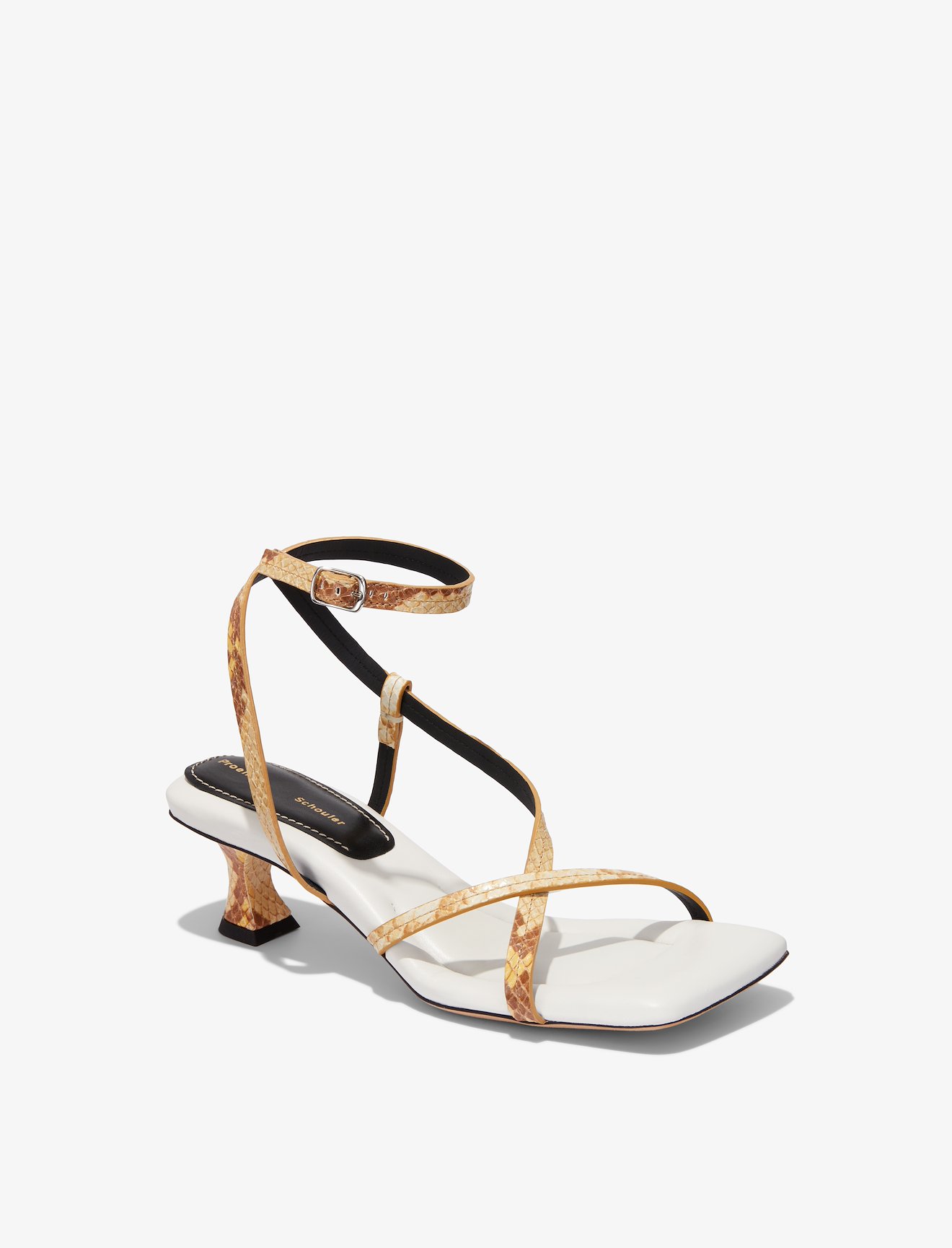 Mid Heel Python Ankle Strap Sandals #1