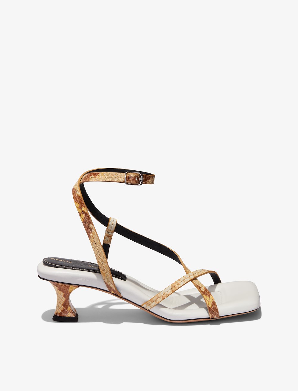 Mid Heel Python Ankle Strap Sandals