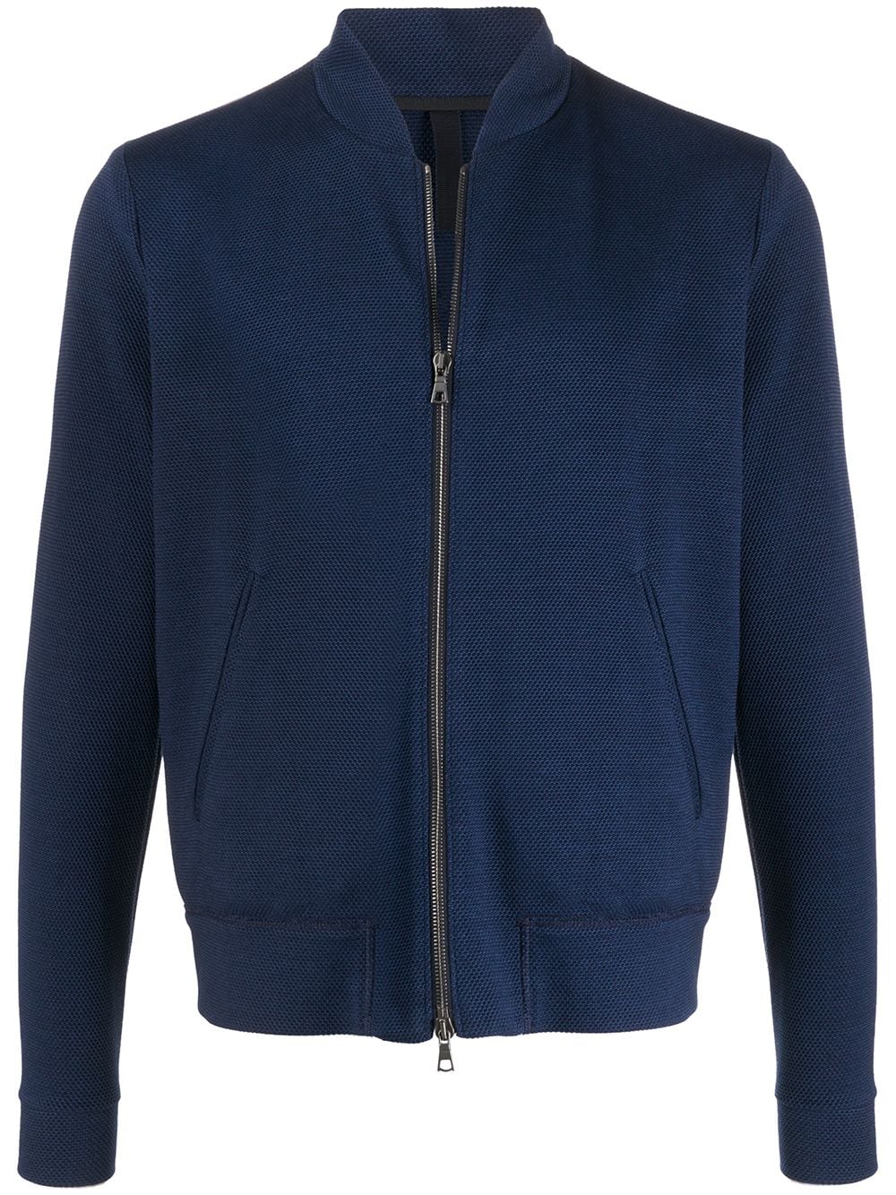 Harris Wharf London Waffle Knit Zipped Jacket In Blue