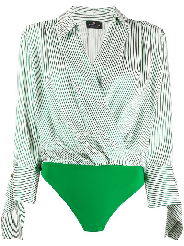 Elisabetta Franchi Striped Wrap Shirt Body - Farfetch