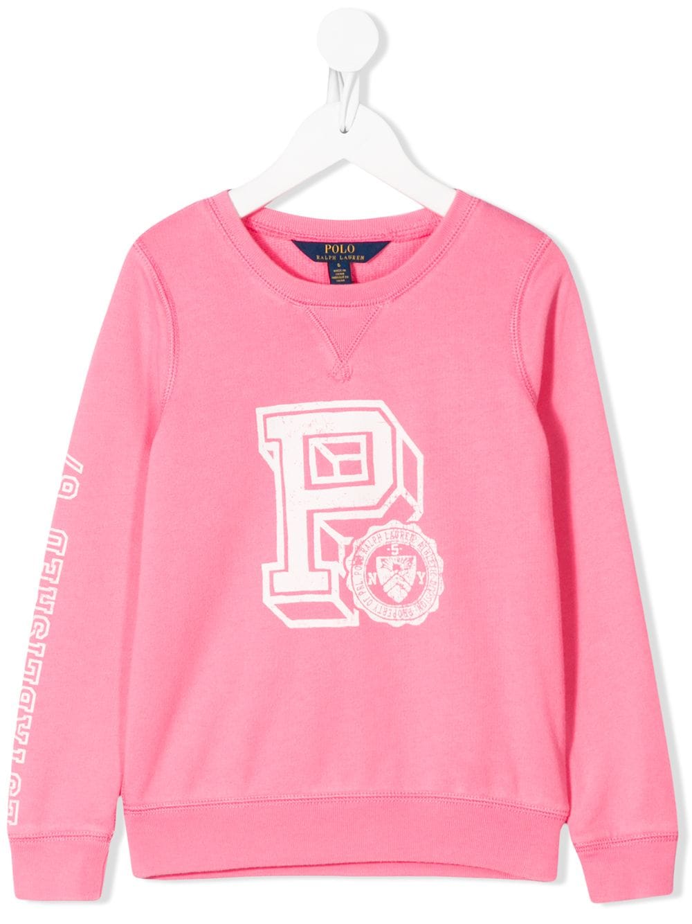 Shop Ralph Lauren Graphic-print Crew Neck Sweatshirt In Pink