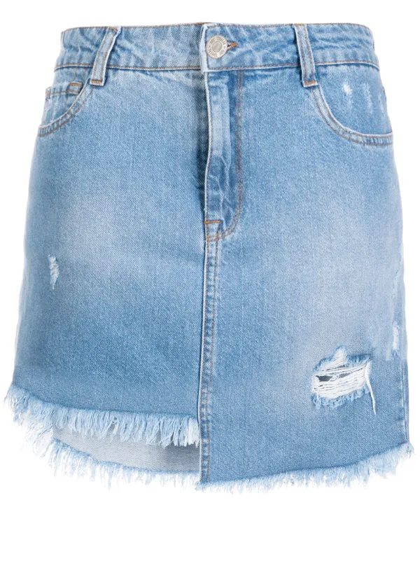 asymmetrical denim mini skirt