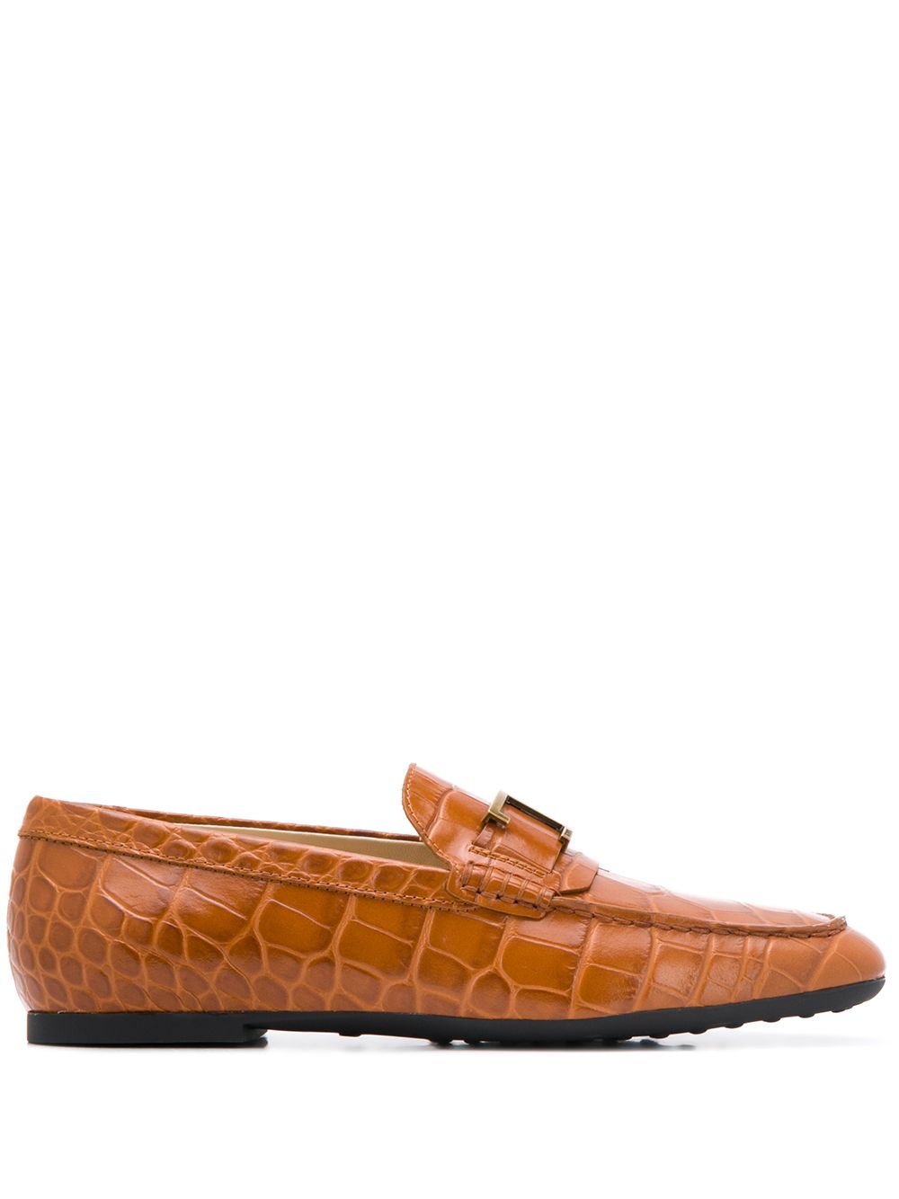 

Tod's monogram-appliqué leather loafers - Brown