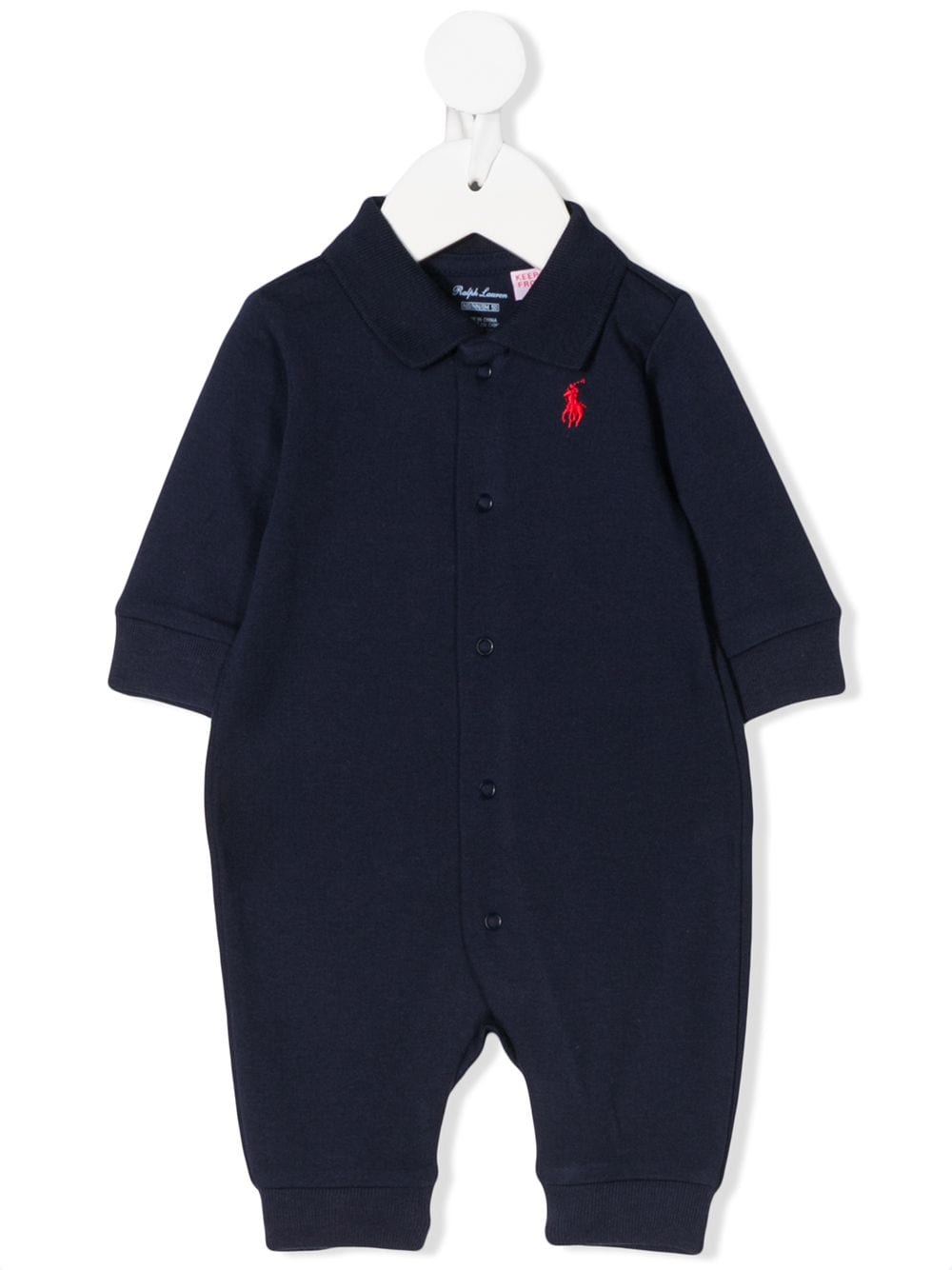 Ralph Lauren Babies' Logo-embroidered Long-sleeved Romper In Blue