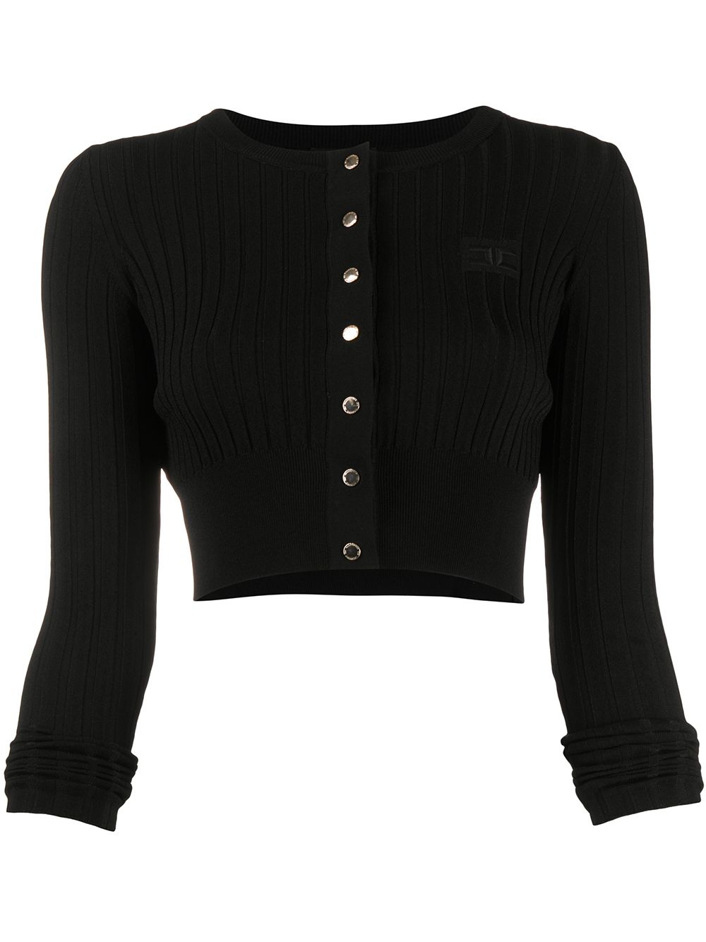 Elisabetta Franchi Cropped Knit Cardigan In Black