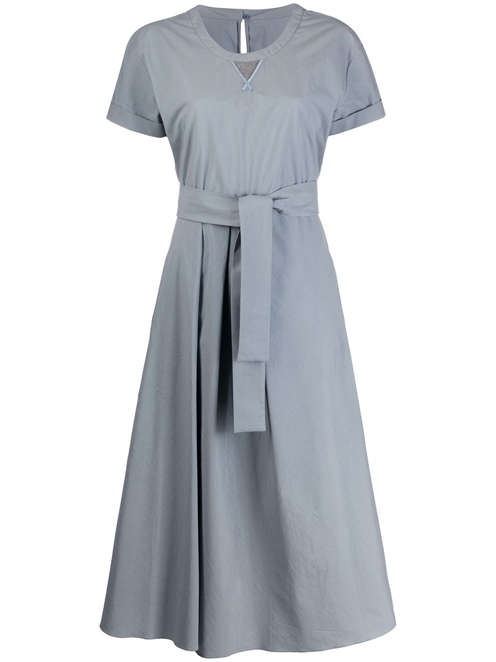 Brunello Cucinelli Tie-waist Dress In Grey
