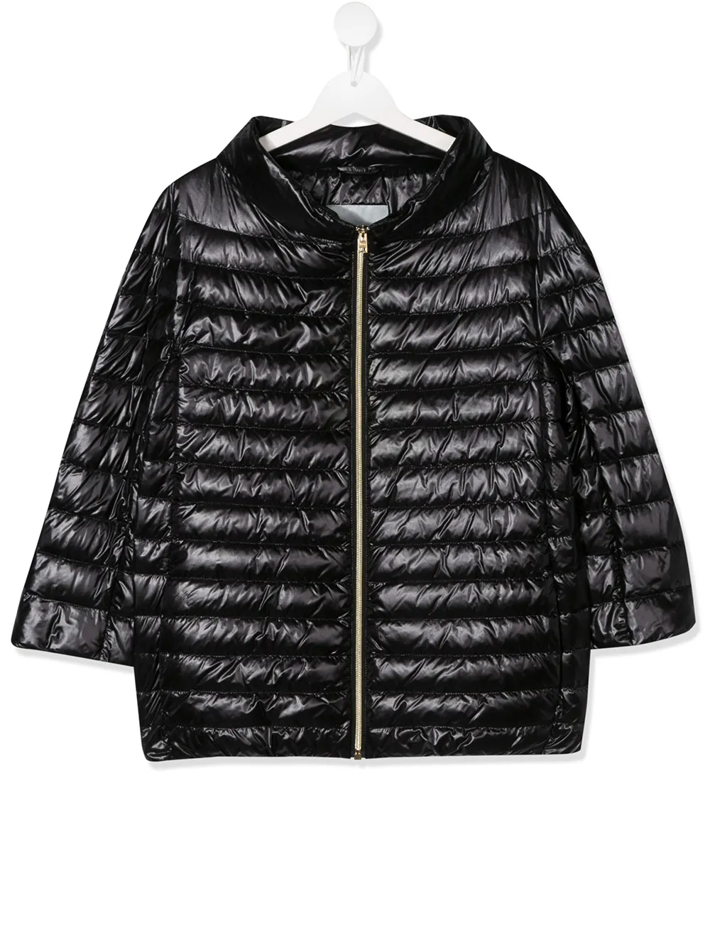 Herno Teen Mock Neck Down Jacket In Black