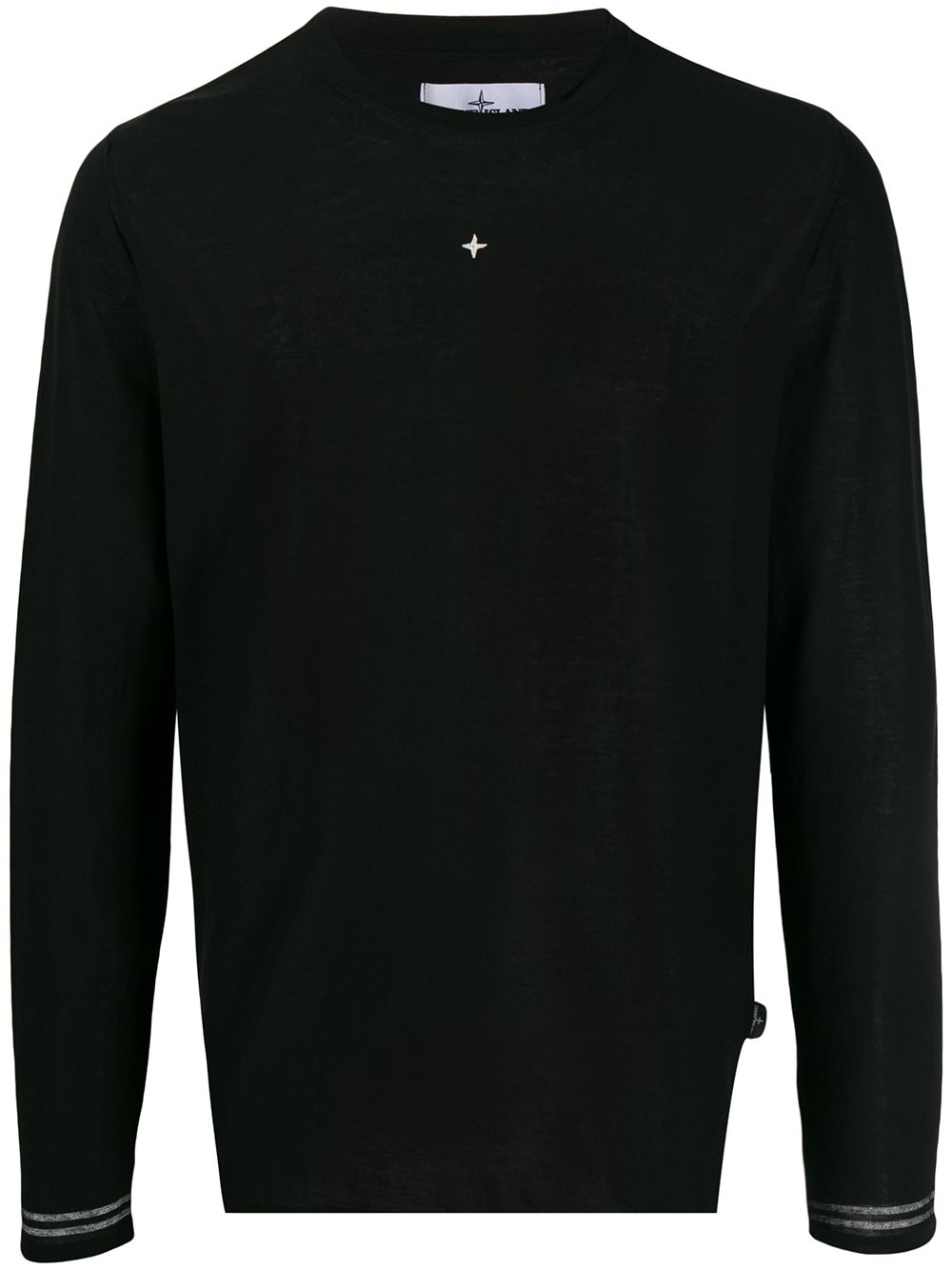 Stone Island Logo Embroidered Sweatshirt In Black