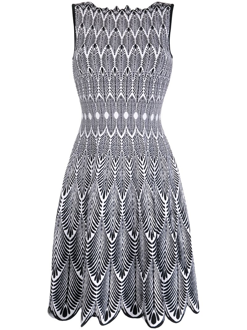 Antonino Valenti Feather Printed Day Dress In Black