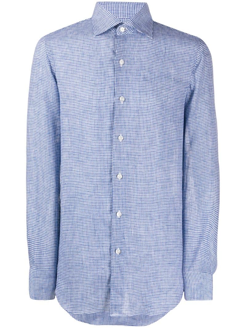 Finamore 1925 Napoli Checked Linen Shirt In Blue