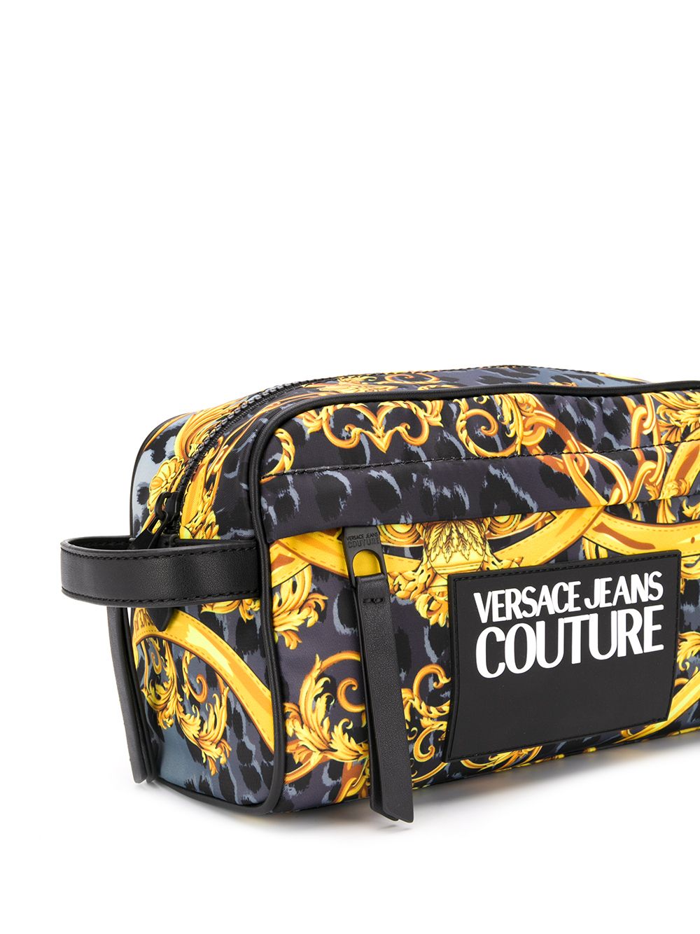 фото Versace jeans couture baroque leopard print wash bag